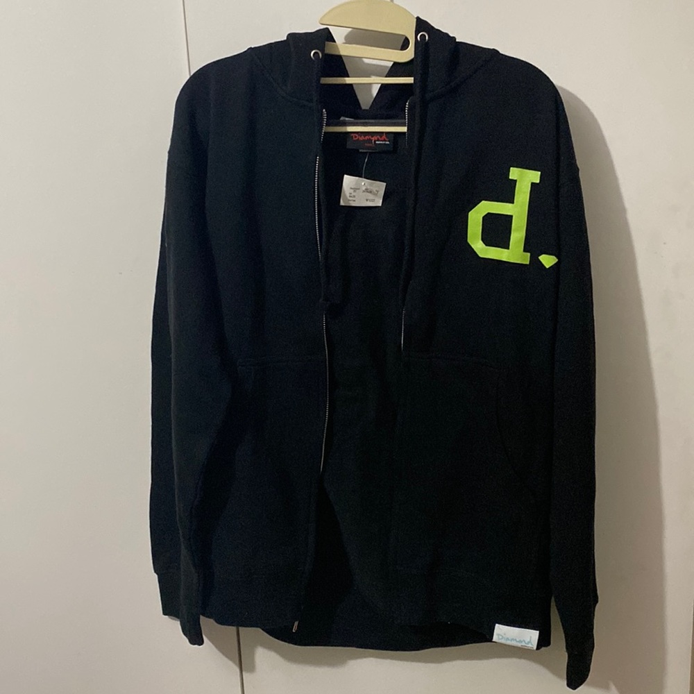 Diamond supply co black zip up hoodie